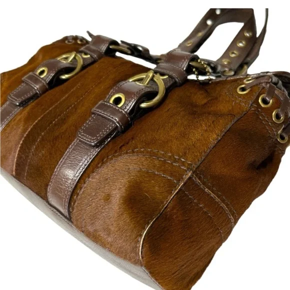 Coach Rare Limited Chelsea Abbey Calf Hair Satchel Brown Leather Laced Bag - Picture 10 of 11